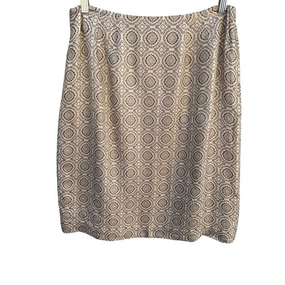 Alfani Vintage Womens Beige Brown Paisley Patterned Lined Pencil MIni Skirt 12 - Picture 4 of 6